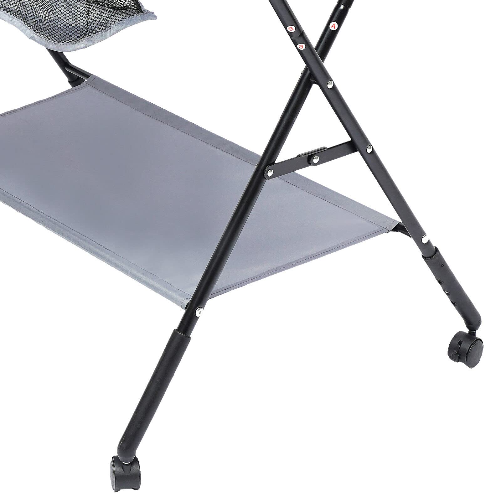 Cambiador para bebé plegable, mesa cambiadora móvil, mesa cambiadora con divisor extraíble, 80 x 63 x 96 cm, equipada con ruedas antideslizantes (gris)