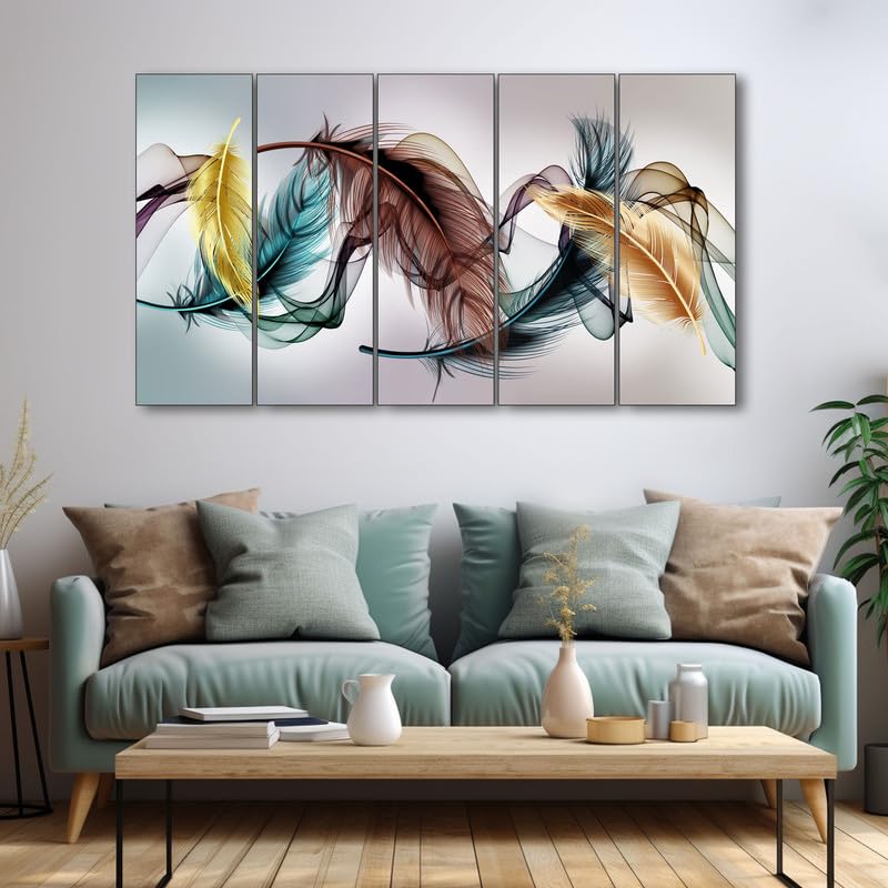 Image of The Castle Decor Abstract art painting with frame Big Size 36x60 Wall art for living room,Bedroom,Drawing room,Hotels-Wooden Framed-384