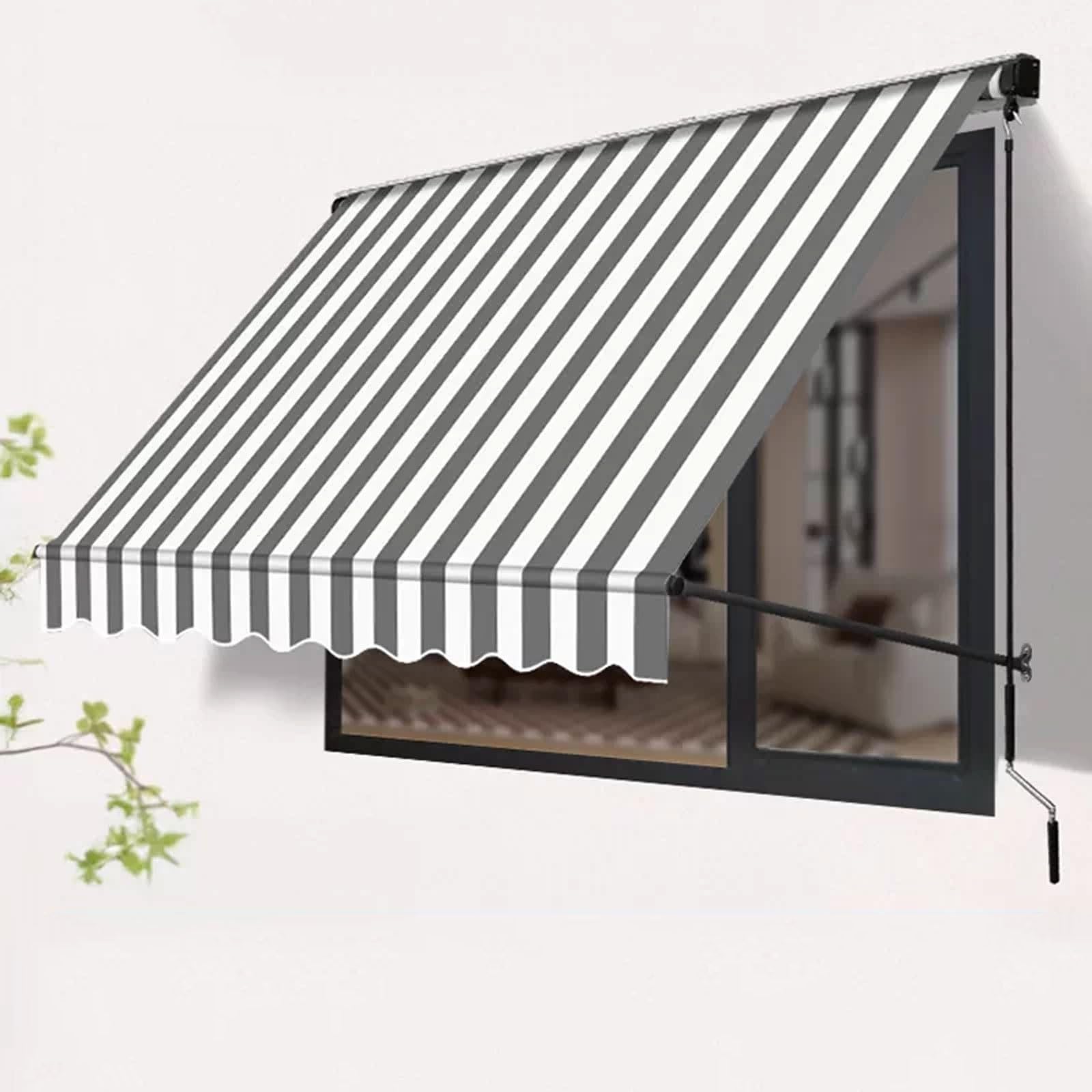 Toldo Retráctil Manual De La Manivela, Canopy Al Aire Libre De 5ft con Tela De Poliéster Resistente Y Marco De Aluminio Durable para La Protección De La Sombrilla De La Puerta del Patio