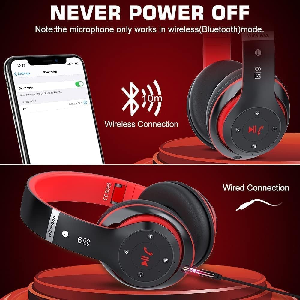 Wireless and Wired Connection options for KESIEME A6S headphones