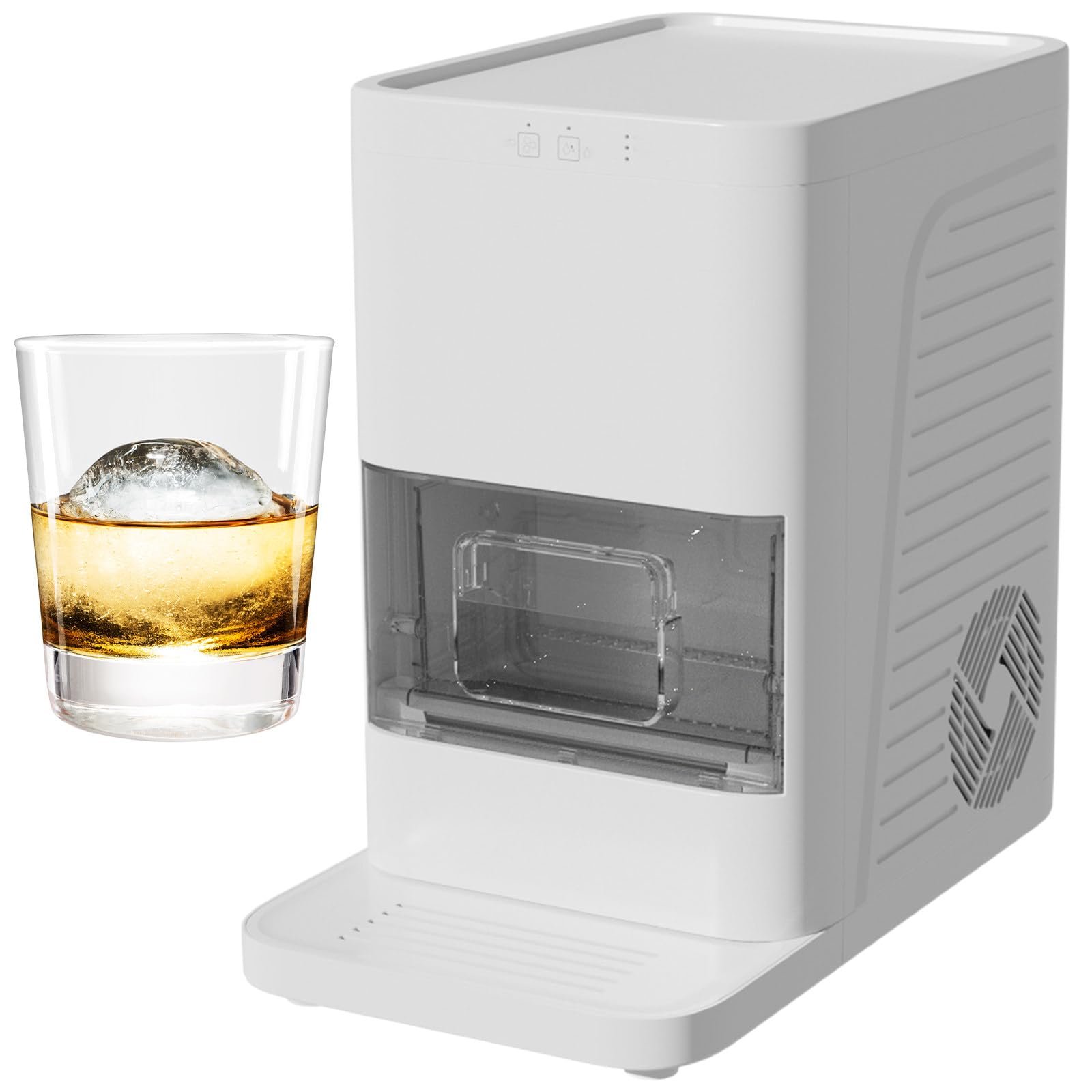 Machine à glaçons sphériques de comptoir blanche avec bac de 1.2L pour whisky
