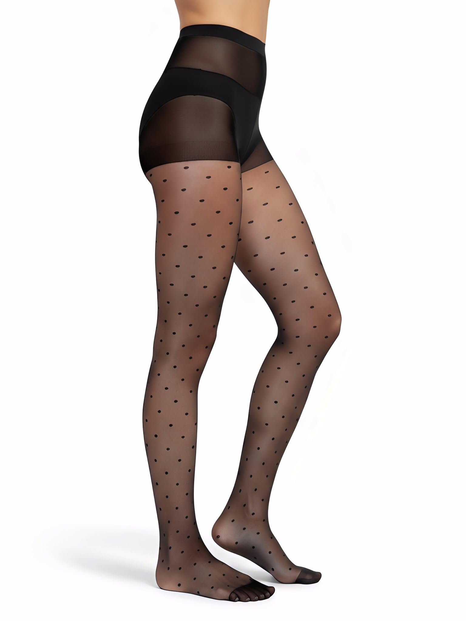 Malustar Patterned Sheer Tights for Dresses and Skirts (Polka Dot)