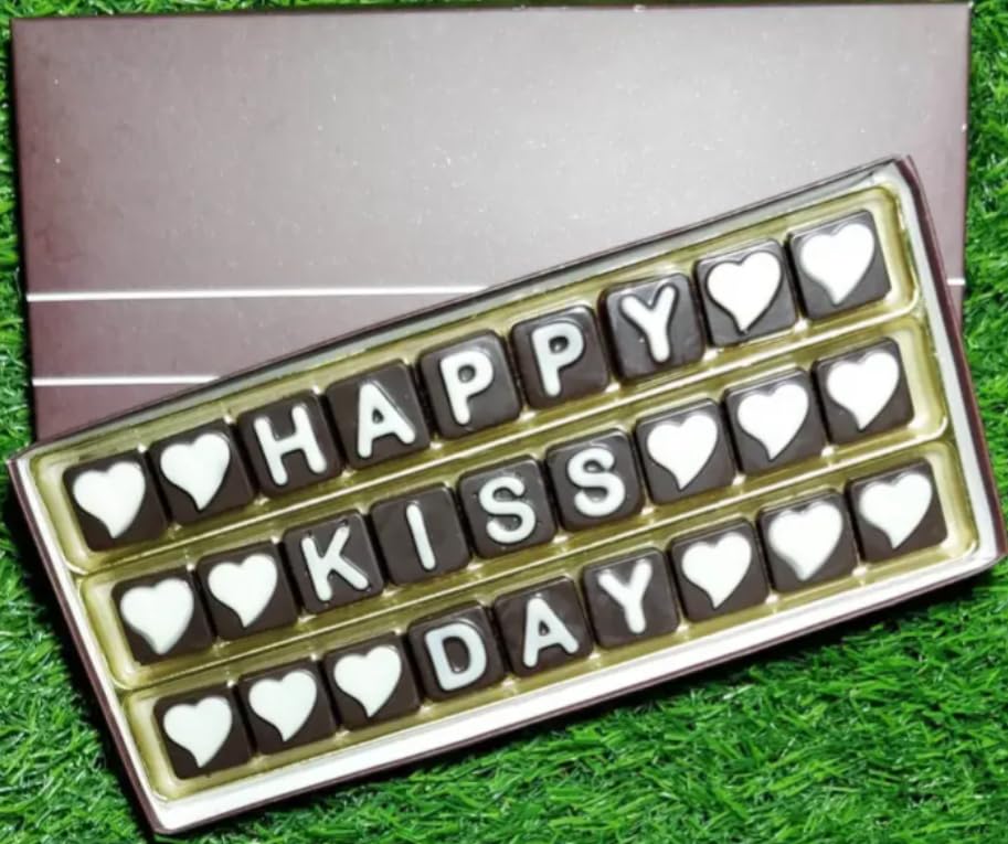 Chocolate Messages Box | Square Shape Chocolates Perfect for Seven Days of Love | Ideal for Gifting on Kiss Day |