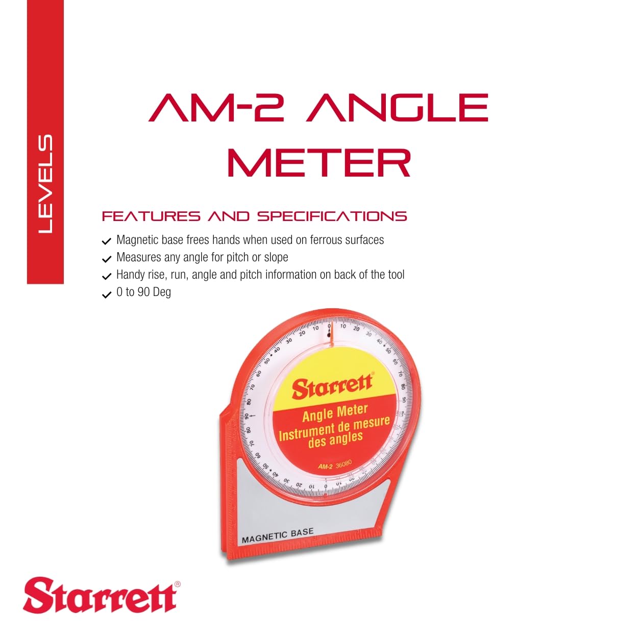 Starrett Magnetyczny miernik kątowy AM-2, 0° do 90°