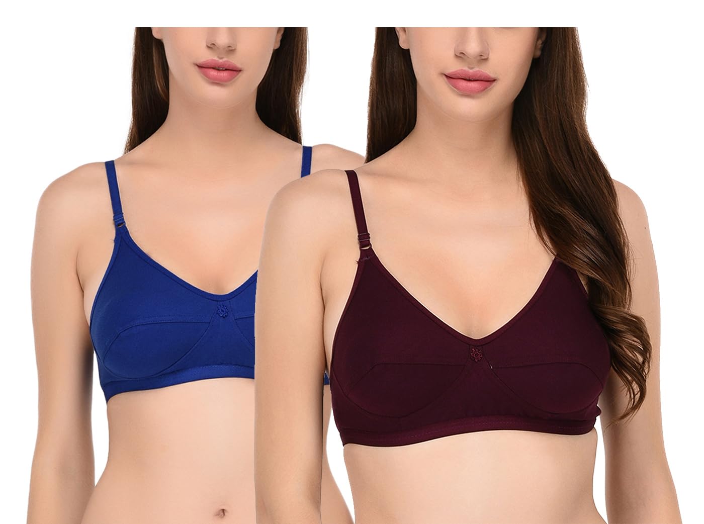 ElinaWomen's Full Coverage Cotton Hosiery Solid Bra (Shelina) Setof2