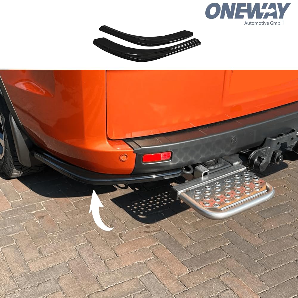 Oneway Jupes de pare-chocs arrière (coins) compatible avec Ford Transit Custom MK1 Facelift 2018-2023 - Noir brillant