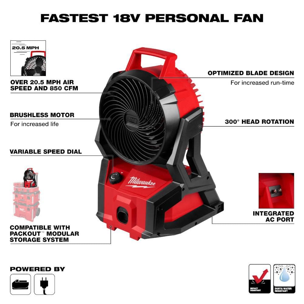 Amazon.com : Milwaukee Storekid M18 Brushless PACKOUT Fan (Bare