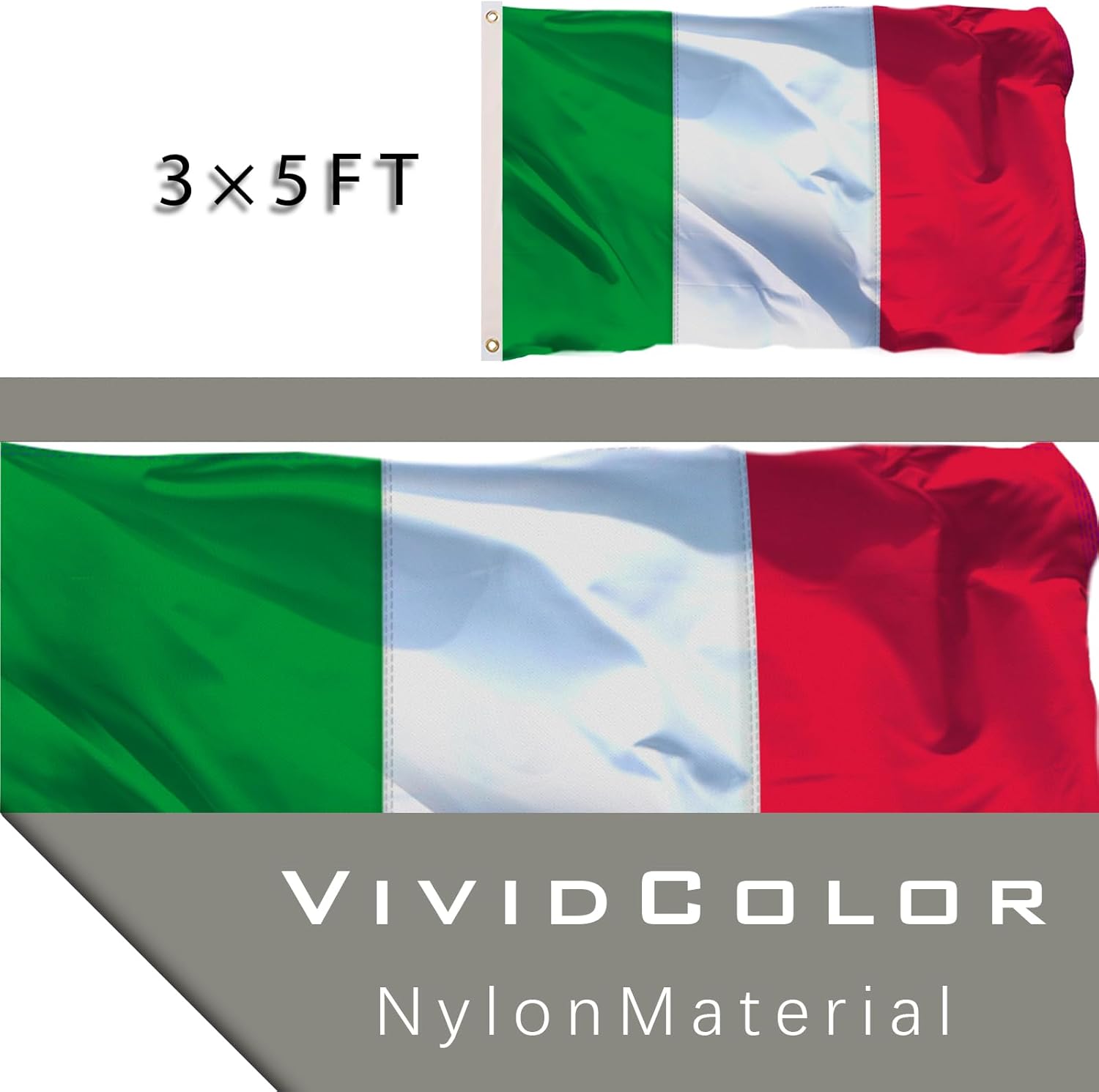 Italian Flag 3x5 Italy Flag Banner Outdoor Heavy Duty 240D Nylon Striped Sewn Italian National Flags Vivid Color with 2 Brass Grommets for Indoor Wall - Image 6