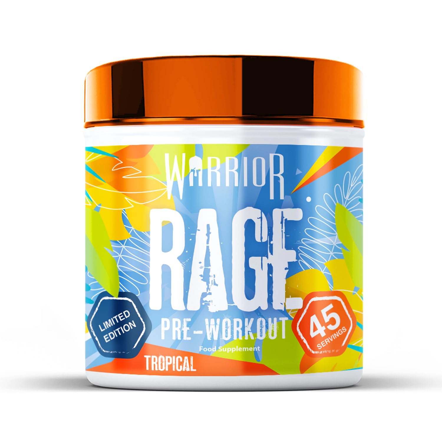 WarriorRage - Pre-workout Powder - 392g - Energy Drink Supplement with Vitamin C, Beta Alanine and Creatine Gluconate - 45 Servings (Tropical)