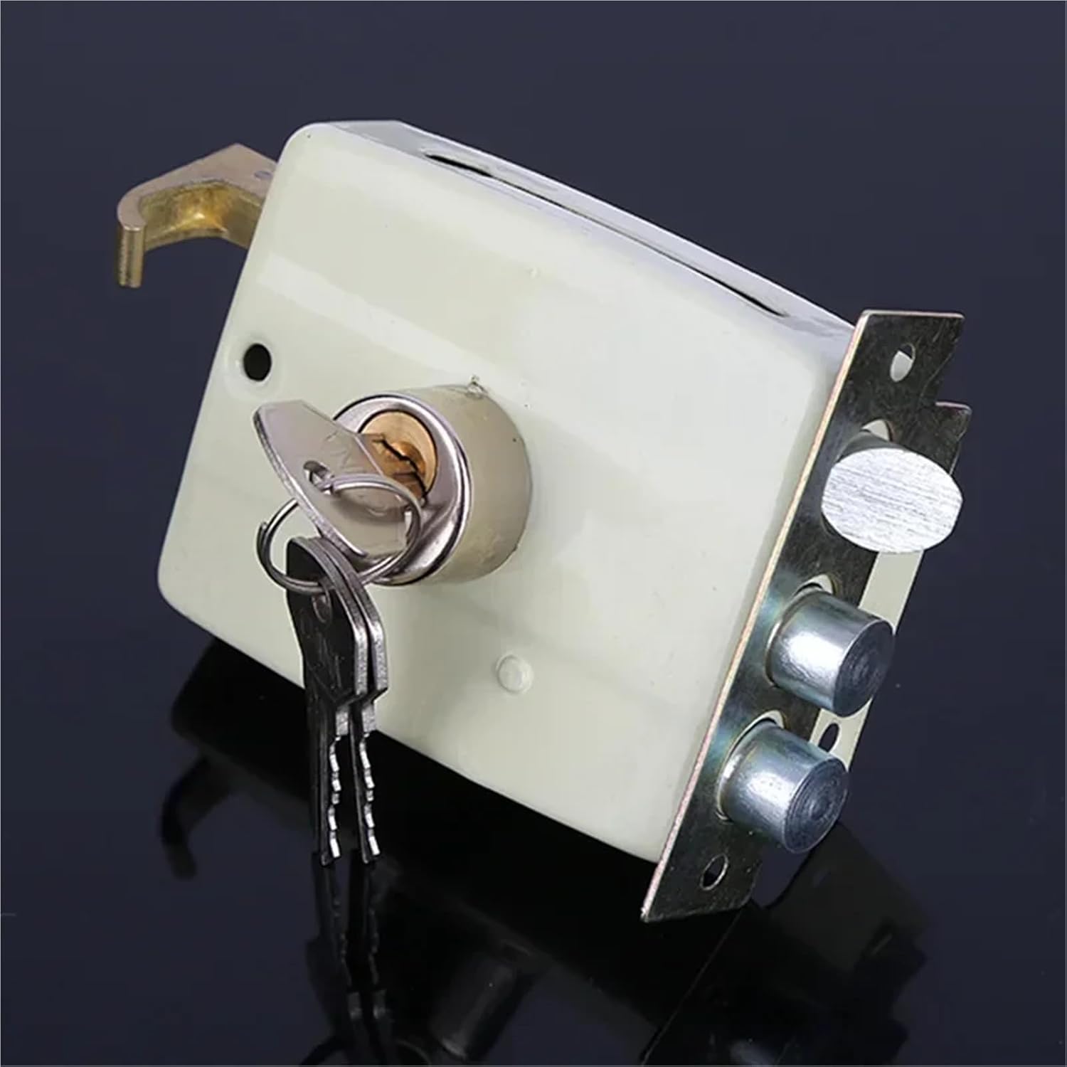 Exterior Iron Door Locks Security Anti-Theft Lock Multiple Insurance Wood Gate for Furniture Hardware Lock Pick(Straight Tongue)