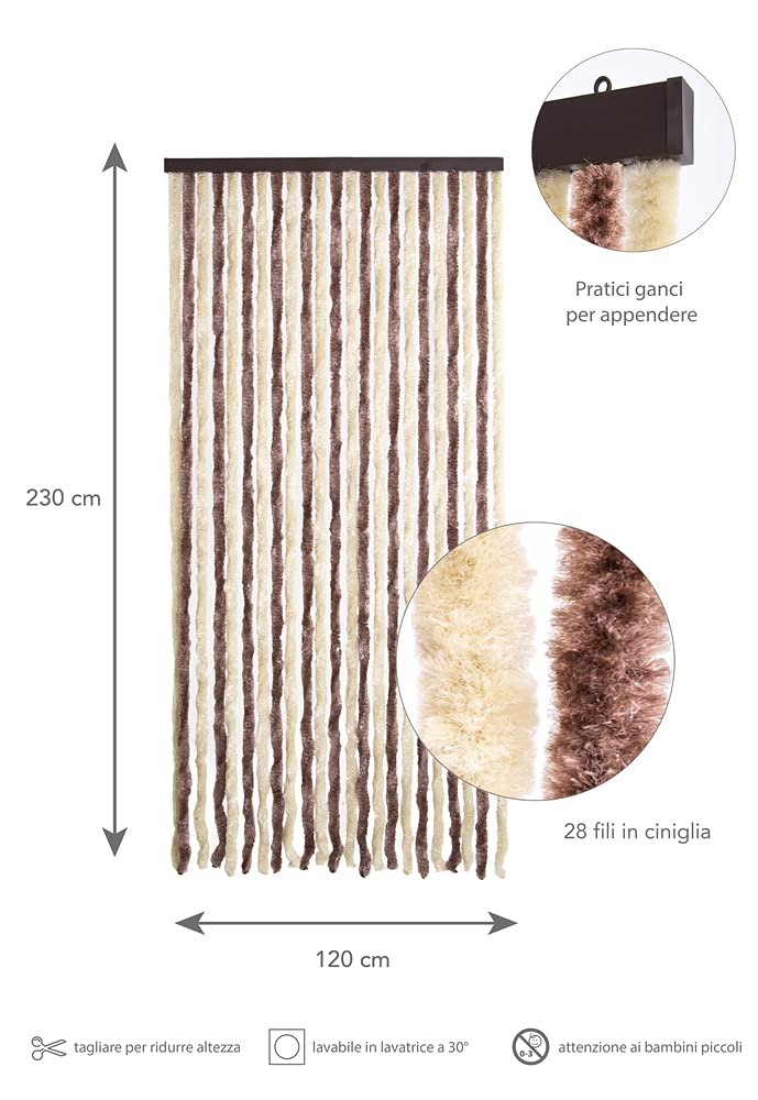 VERDELOOK Tenda Ciniglia da Sole 120x230 cm, Beige e Marrone, Fili: 27