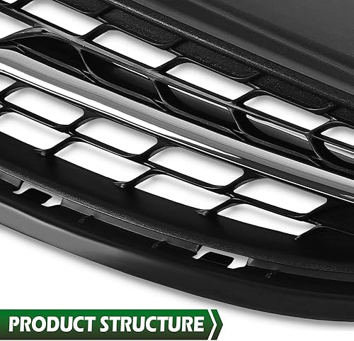 Vista 4 de GRAND ORANGE Parrilla de parachoques superior delantera de policarbonato negro compatible con Hyundai Elantra Sedan 3FGT15 2011-2013