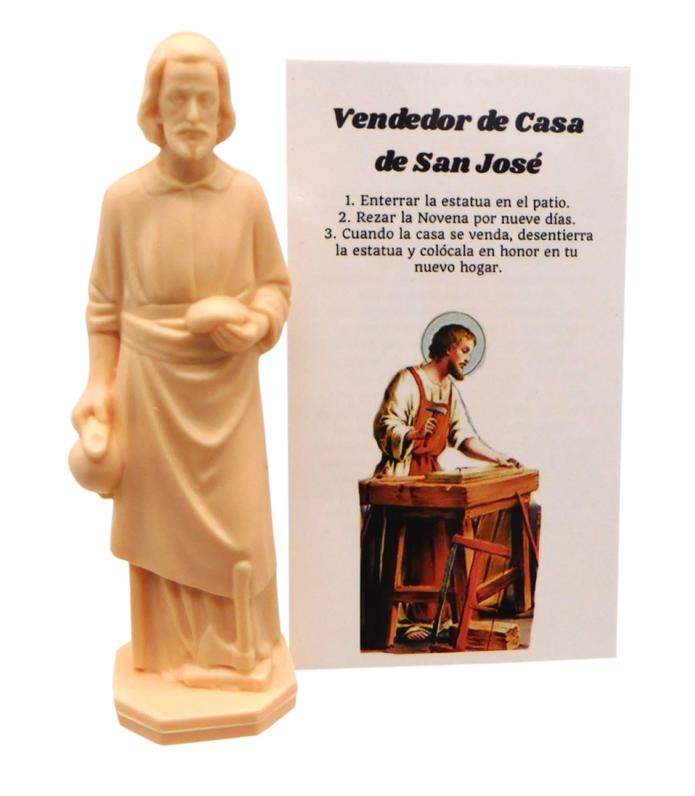 Westmon Works St Joseph Statue Home Seller Set Spanish Language Version with Instruction Prayer Card Conjunto de Vendedor de Casas de la Estatua de San José