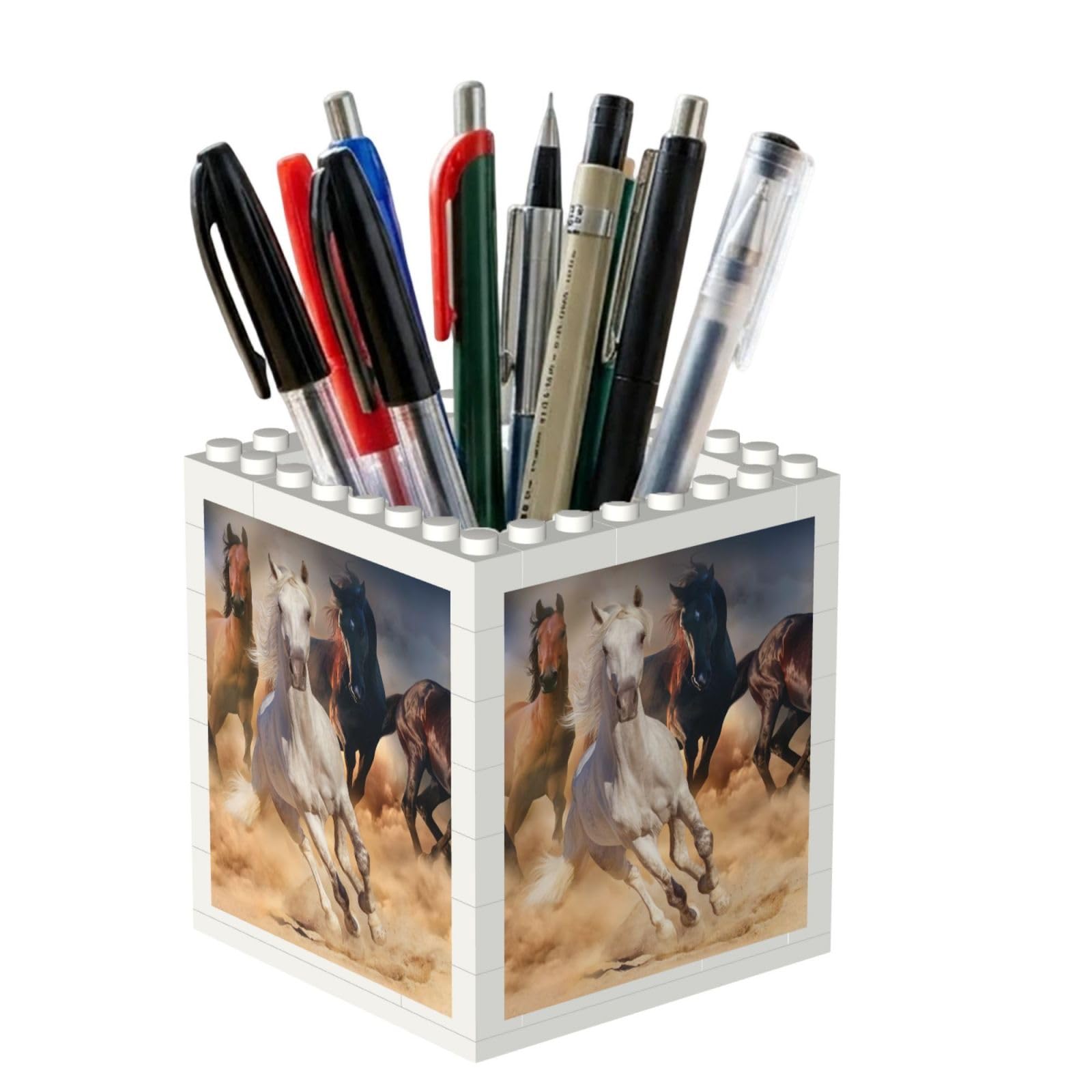 Poadnly Wild Horse Running Against Sand Storm, Pen Pot Pencil Holder for Office Home School, Compact Desk Organiser for Office Stationery