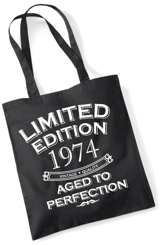 Birthday Gift Present Tote Shopping Cotton Fun Bag Limited Edition Aged To Perfection Year 1974