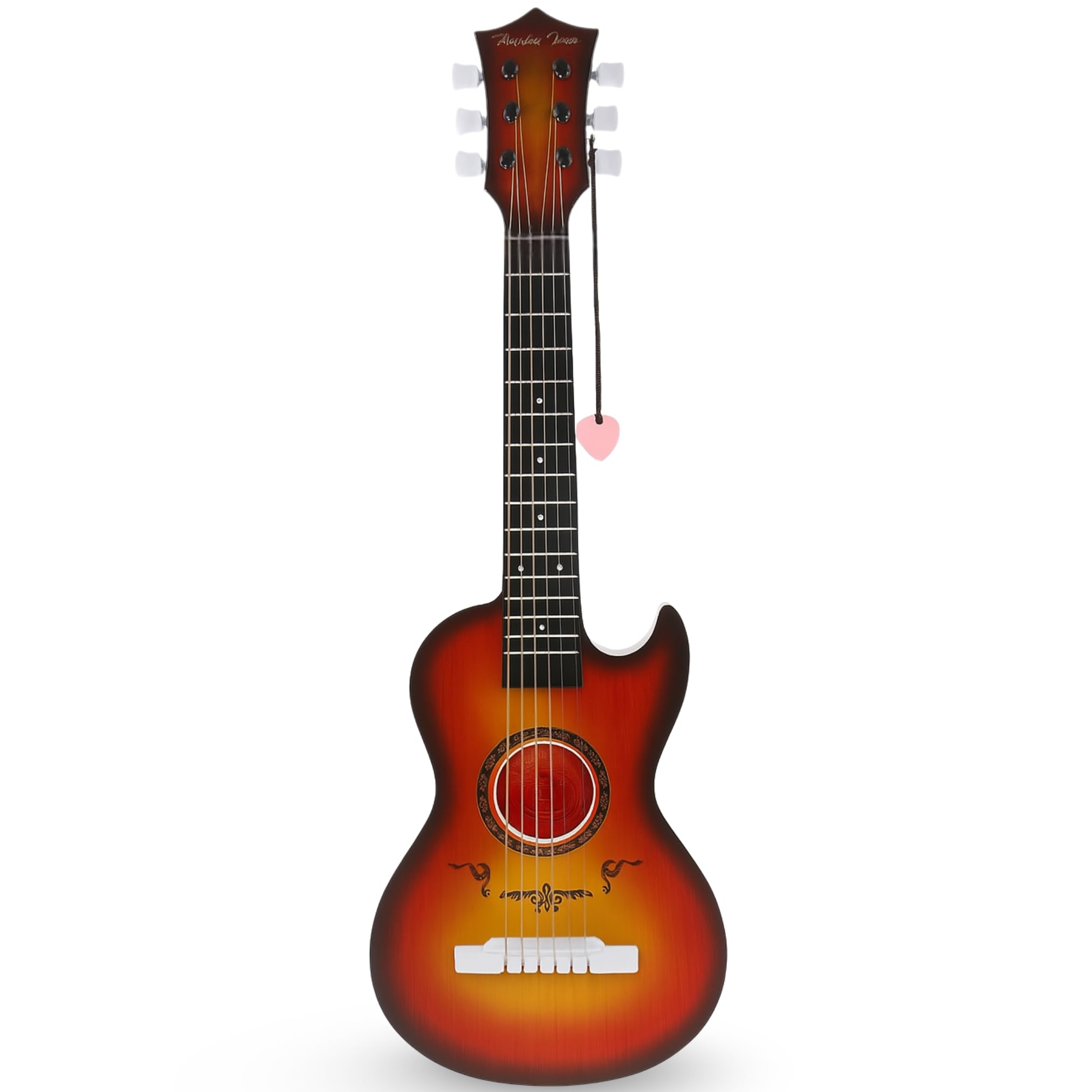 23" Acoustic Guitar, Kids 6 String Toy Guitar - Realistic Steel Strings - Beginner Practice First Musical Instrument for Children, Toddlers (Cherry