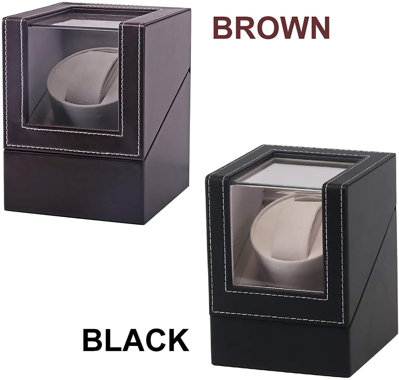 High Class Motor Watch Shaker Reloj de Pulsera Winder Case Holder Display Reloj mecánico automático Turntable Winding Watch Caja de Almacenamiento Marrón Negro (Negro)