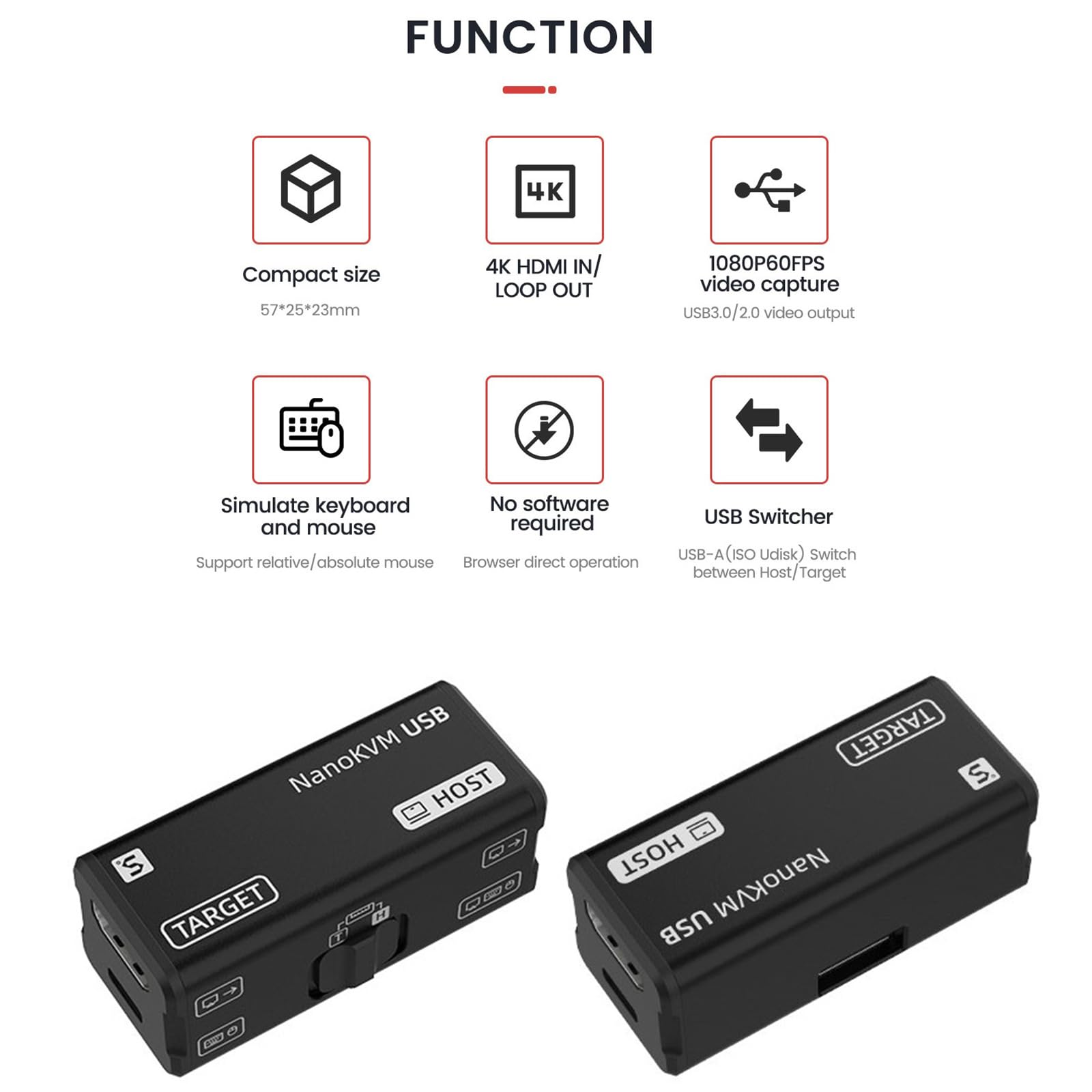 youyeetoo Sipeed NanoKVM-USB, KVM USB 4K para administración de dispositivos sin cabeza, para servidor/SBC, fácil de usar y mantener, herramienta de colaboración multidispositivo (Tool Kit Package