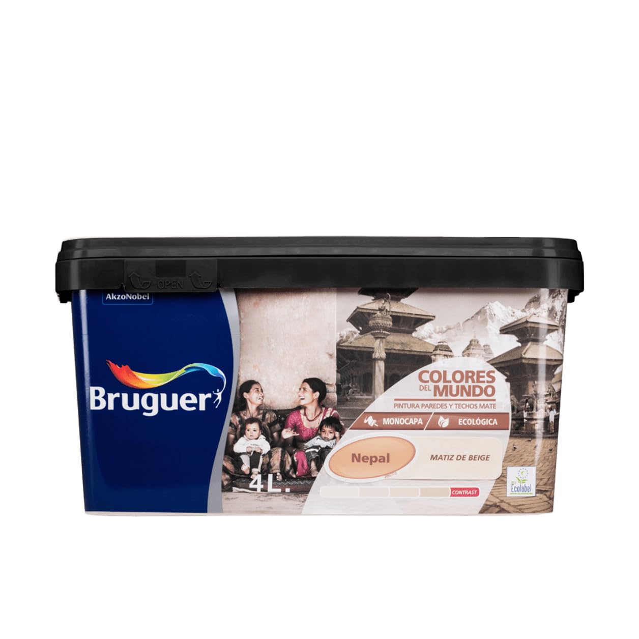 Bruguer Colores del Mundo Pintura para paredes monocapa Nepal Matiz de Beige 4 L