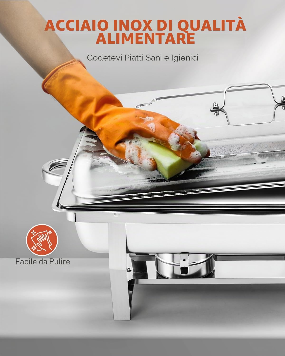 Wilprep 9L Chafing Dish Buffet Scaldavivande in Acciaio Inox Alimentare Pieghevole per Mantenere Piatti Caldi a Buffet, Feste e Servizi di Ristorazione (4 Pezzi)