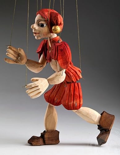 Marionetas checas, bufón, marioneta de madera tallada a mano y pintada a mano, chico bufón de cara amable, gran regalo o decoración para tu