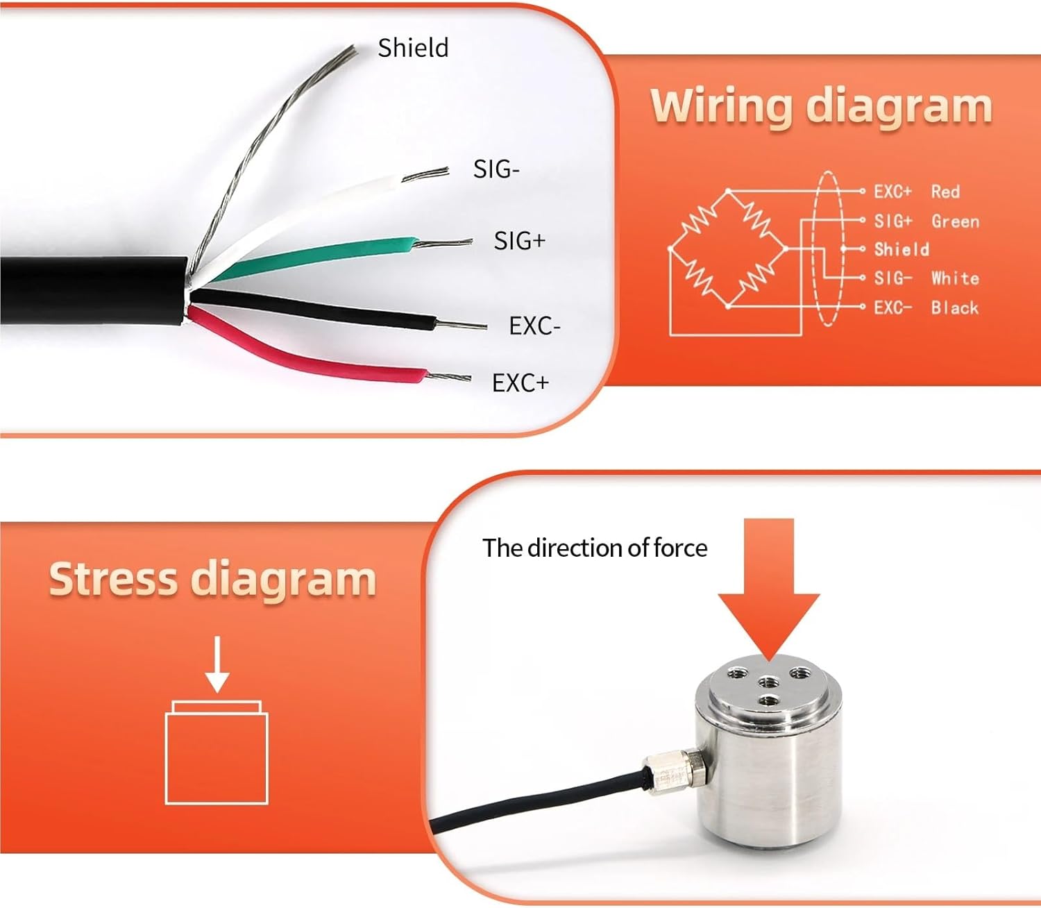 Load Cell Column Type high-Precision Push and Pull Pressure Sensor Miniature Cylindrical Weighing Force(0-10kg)