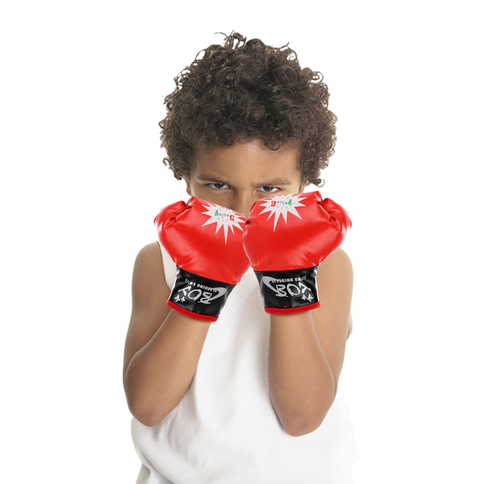 Ensemble de de Boxe pour Enfants, Rembourrage en Cuir PU Absorbant Les Chocs et EVA, Mitaines de Frappe, Kit de Kick Pack pour Entraînement de