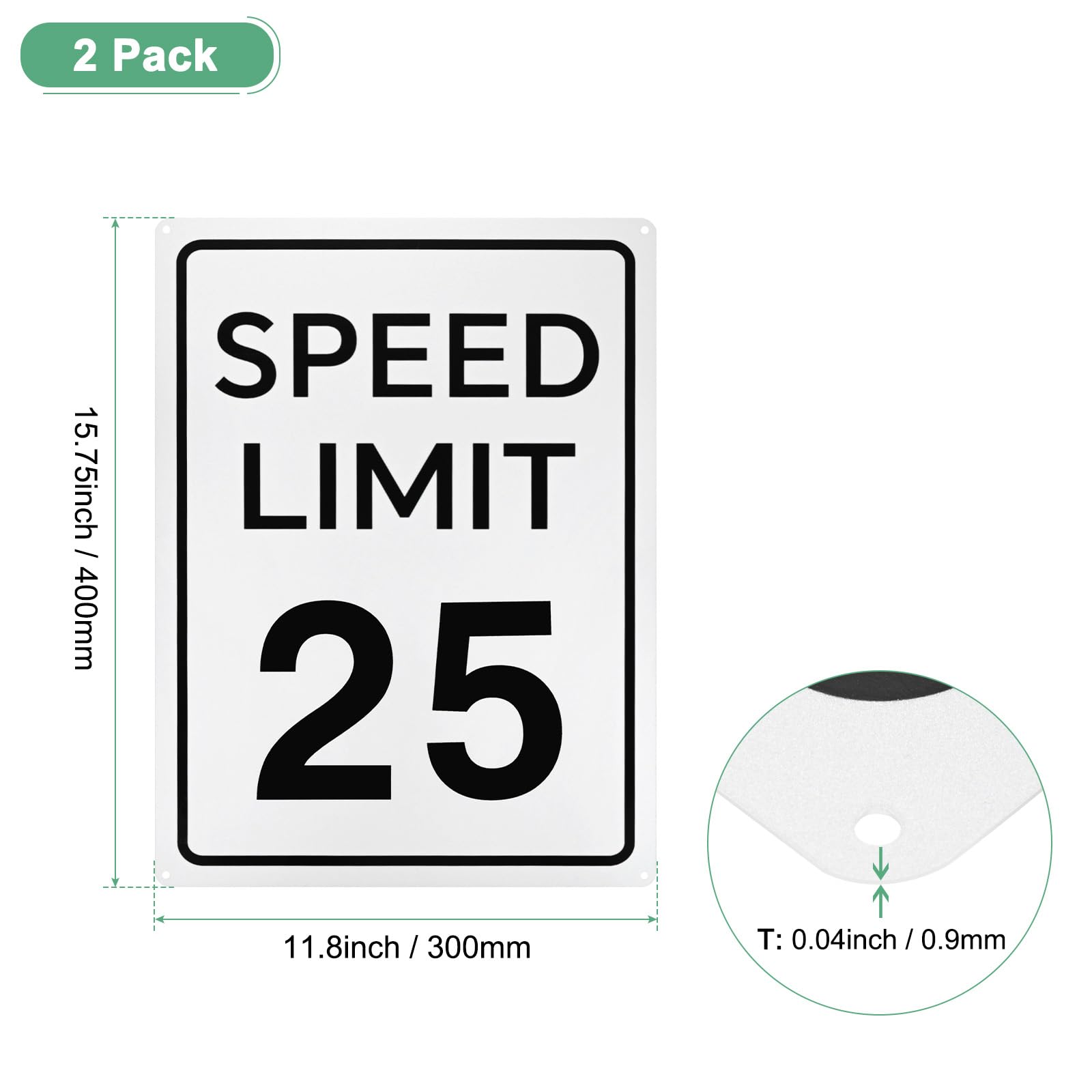 M METERXITY 2-Pack Speed Limit 25 MPH Sign - Image 3