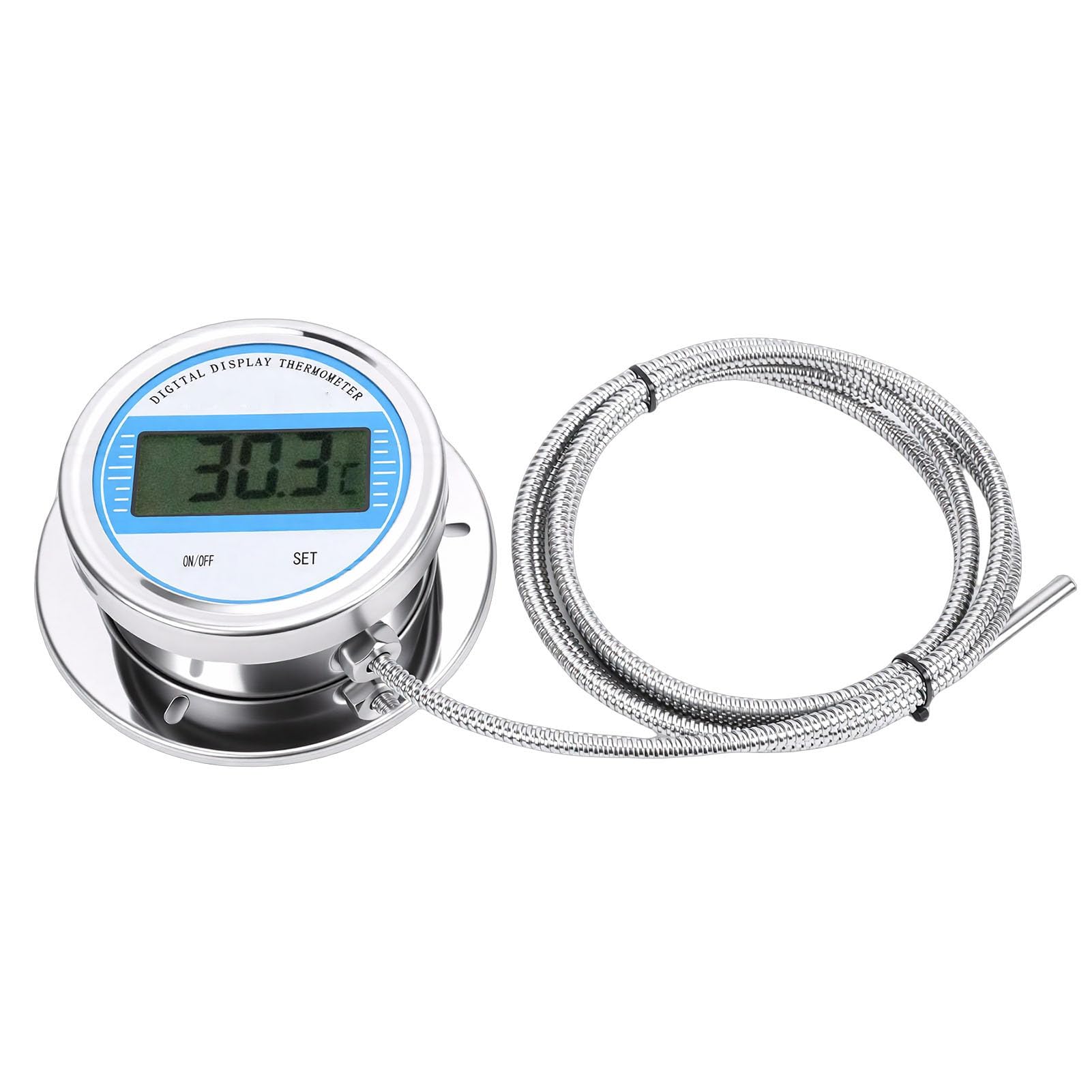 Jectse Digitales Wasserthermometer, Edelstahl-Sondentemperaturanzeige, 3-Meter-Sonde Zum Kochen, Brauen, Industrieller Einsatz mit LCD-Display