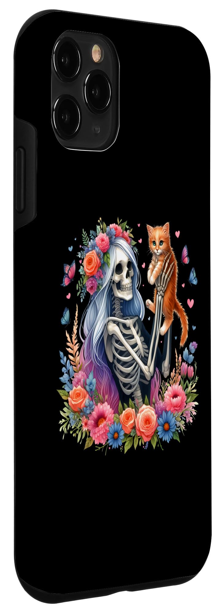 iPhone 11 Pro Female Skeleton And Cute Kitten Cat Lovers Halloween Vintage Case - Image 3