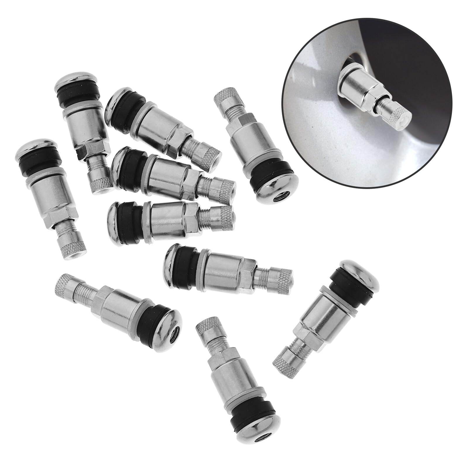ibasenice 10 Unidades Unidades Vástagos de Válvula Metálicos para Neumáticos sin Cámara Montaje Atornillado Resistentes y Duraderos para Ruedas de Coche Camión y Motocicleta