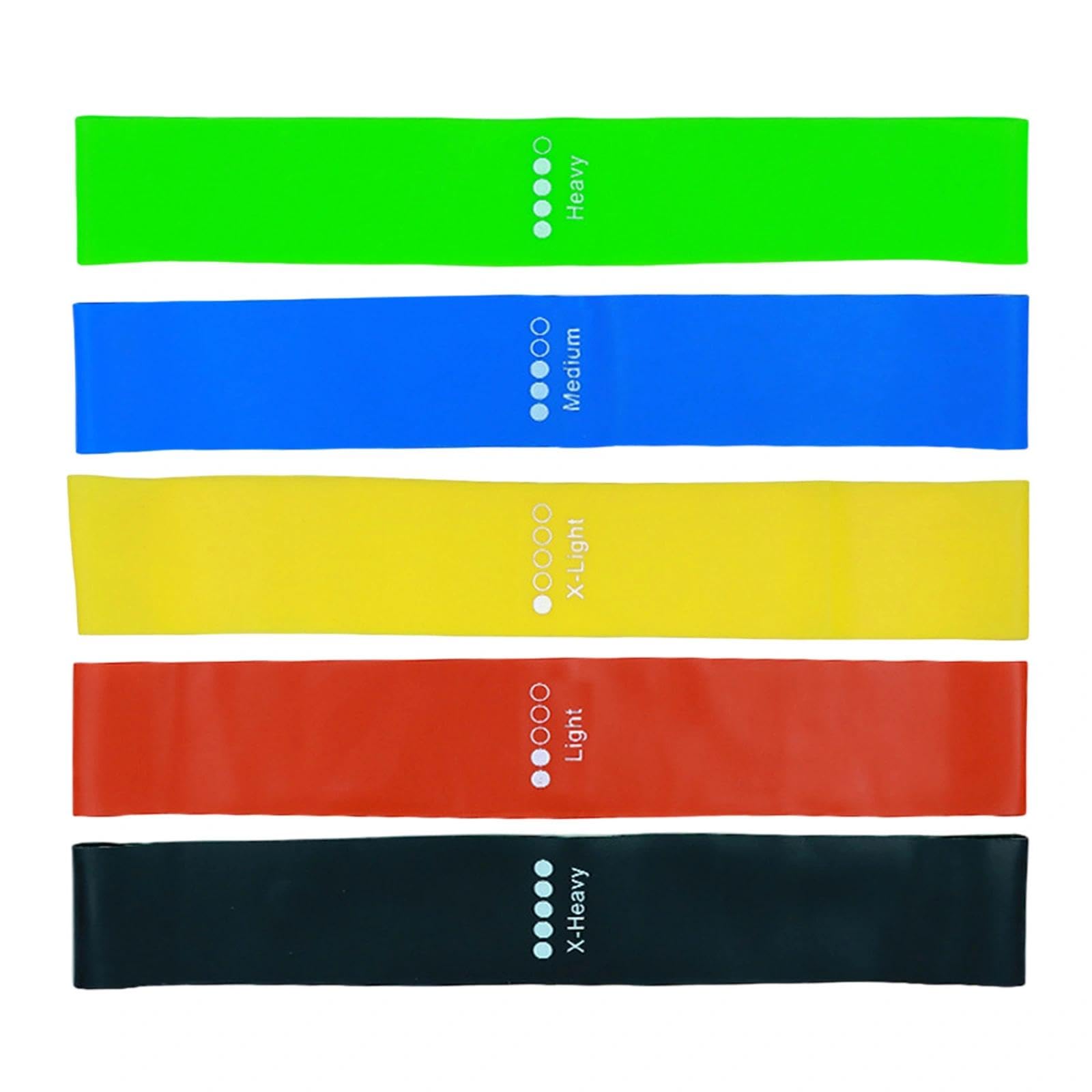 Resistance Bands, Set of 5 Skin-Friendly Resistance Fitness Exercise Loop Bands with 5 Different Strength Levels - Carrying Case Included - Ideal for Home, Gym, Yoga, Training