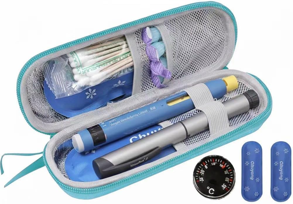 NEXUS Borsa Termica per Insulina da Viaggio con Termometro, Rigida | Termometro Meccanico Senza Batteria, 2 Ghiacci Riutilizzabili, Tessuto Oxford e Alluminio, Antiurto, per Penne e Siringhe.