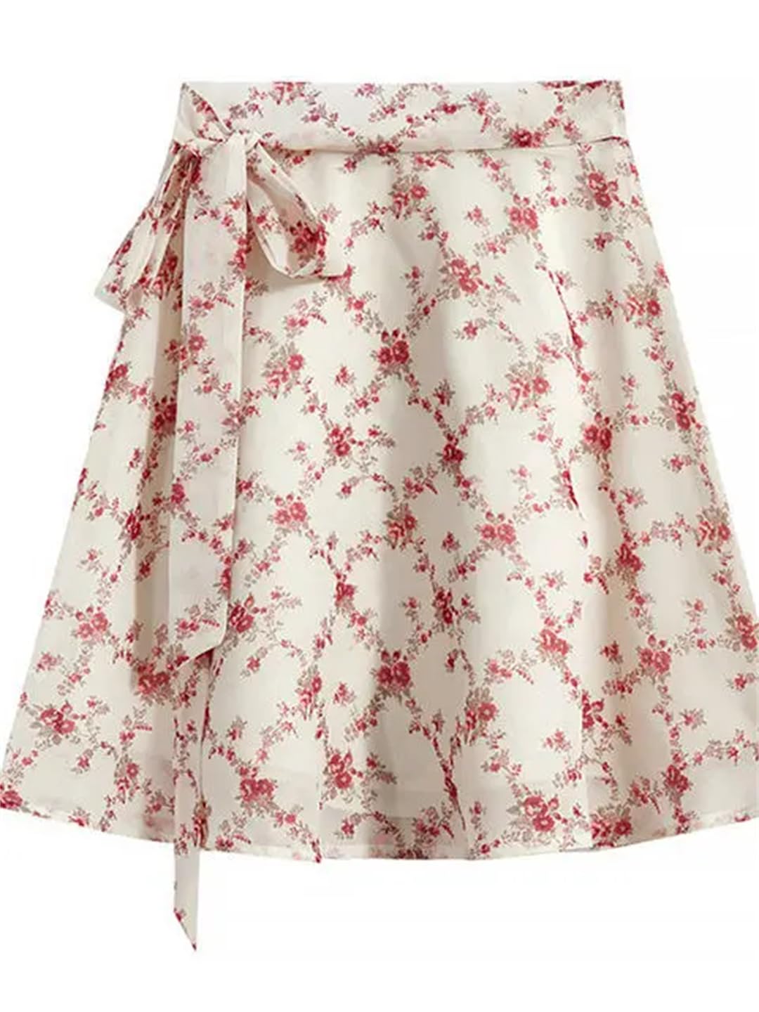 Gonna da donna con stampa floreale a trapezio a vita alta dolce abito da fata gonna corta in chiffon giovanile