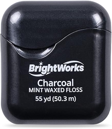 Miniatura 6 de BrightWorks Hilo dental de carbón activado, 55 yardas (paquete de 4), encerado con sabor natural a menta fresca para cuidado bucal, higiene dental y