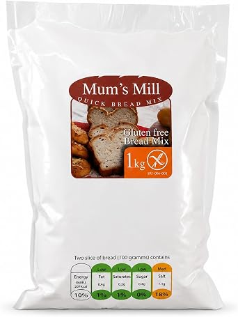 Quick Bread Mix - Gluten Free Bread Mix 1kg - Ideal for Bread Machines and Bread Makers - Rich in dietary fibre and Psyllium