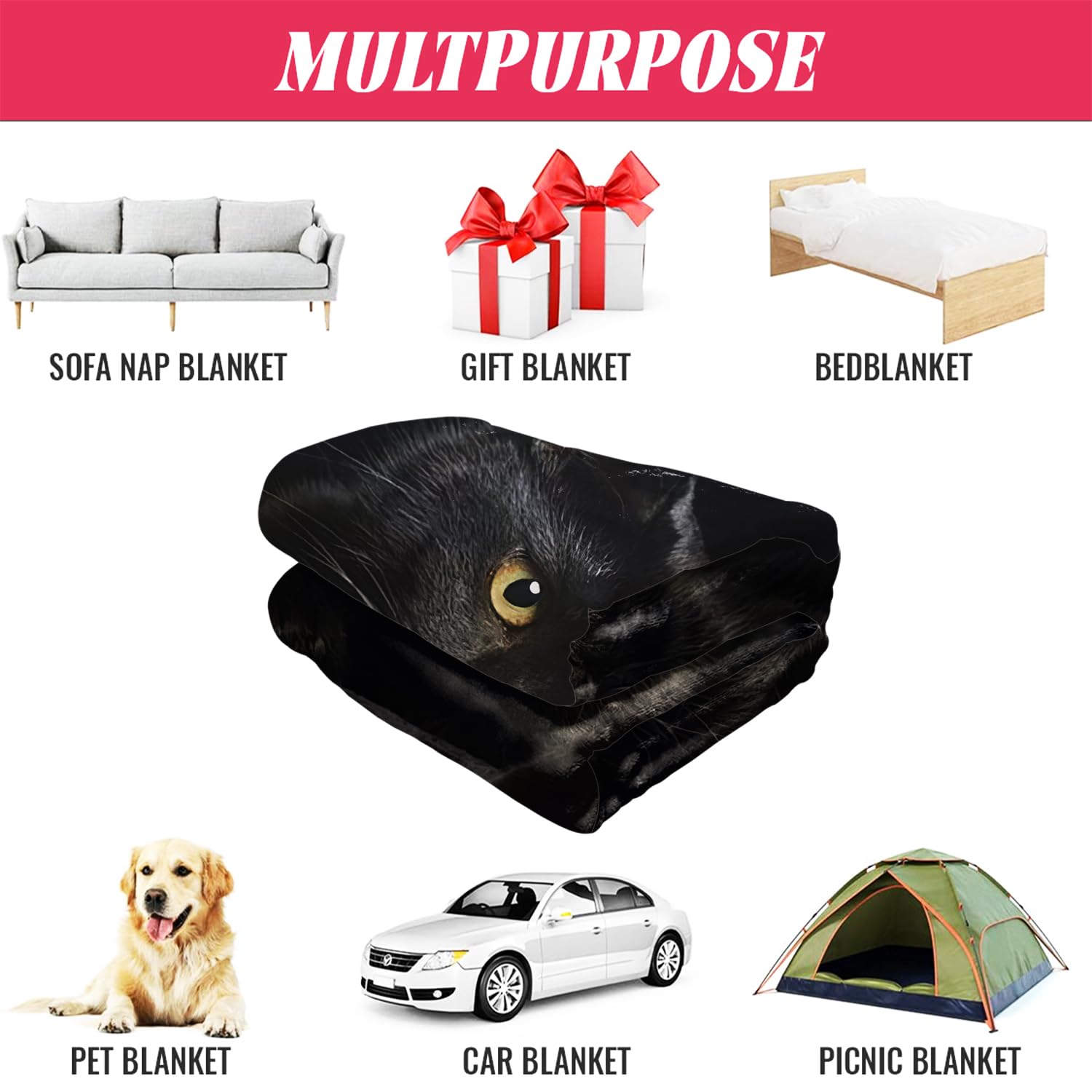 Kuscheldecke Mit Katzen Design - Weiche Fleecedecke 150x200cm Für Sofa & Bett