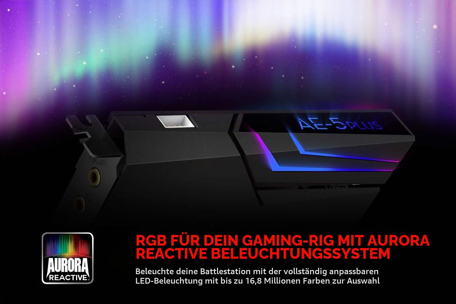 Creative Sound BlasterX AE-5 Plus SABRE32-Class Hi-Res 32-Bit/384 kHz PCIe Gaming Soundkarte und DAC mit Dolby Digital DTS, Xamp Diskreter Kopfhörer Bi-Amp, bis zu 122 dB SNR, RGB-Beleuchtungssystem