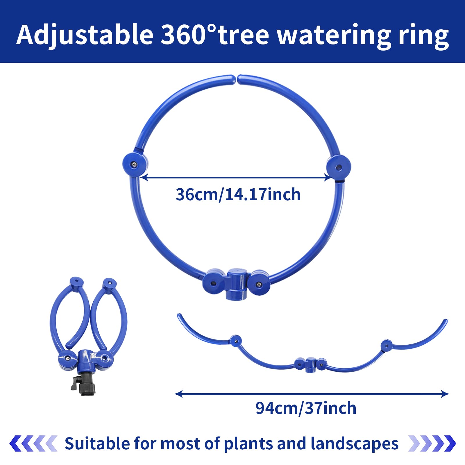 Sistema de riego de jardinería con anillo de agua de 360°, aspersores ajustables para patio con divisores de manguera en Y, sistema de riego por aspersor de césped para jardín, árboles nuevos