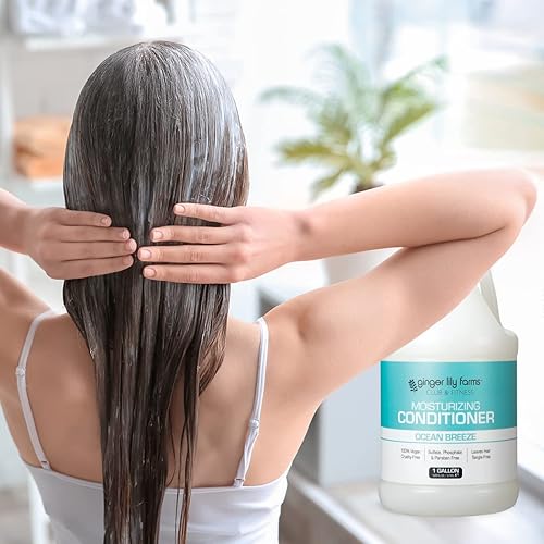 Miniatura 7 de Ginger Lily Farms Club & Fitness - Acondicionador hidratante para cabello seco, 100% vegano y libre de crueldad, aroma brisa oceánica, repuesto de 1