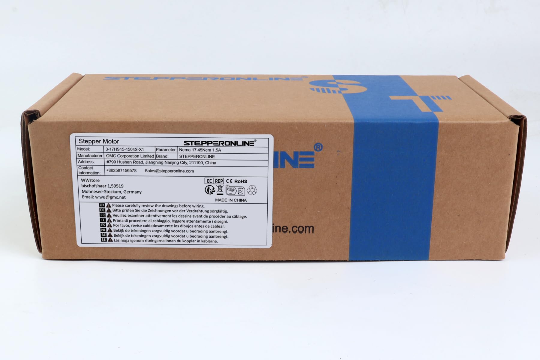 STEPPERONLINE - 3 motores paso a paso Nema 17, 45 Ncm 1,5 A, 12 V, 39 mm, 4 hilos, motor 1,8 Deg Stepper con hilo de 1 m para impresora 3D