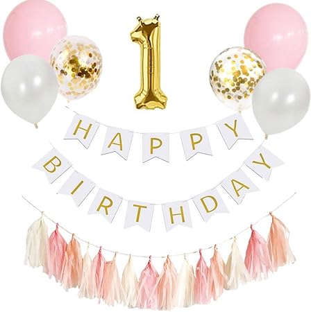 Amazon Co Jp Hanamei 誕生日 飾り付け 装飾 バースデー デコレーション セット No 2 ファーストバースデー1歳 男の子 女の子 Pa015 1歳 ピンク おもちゃ