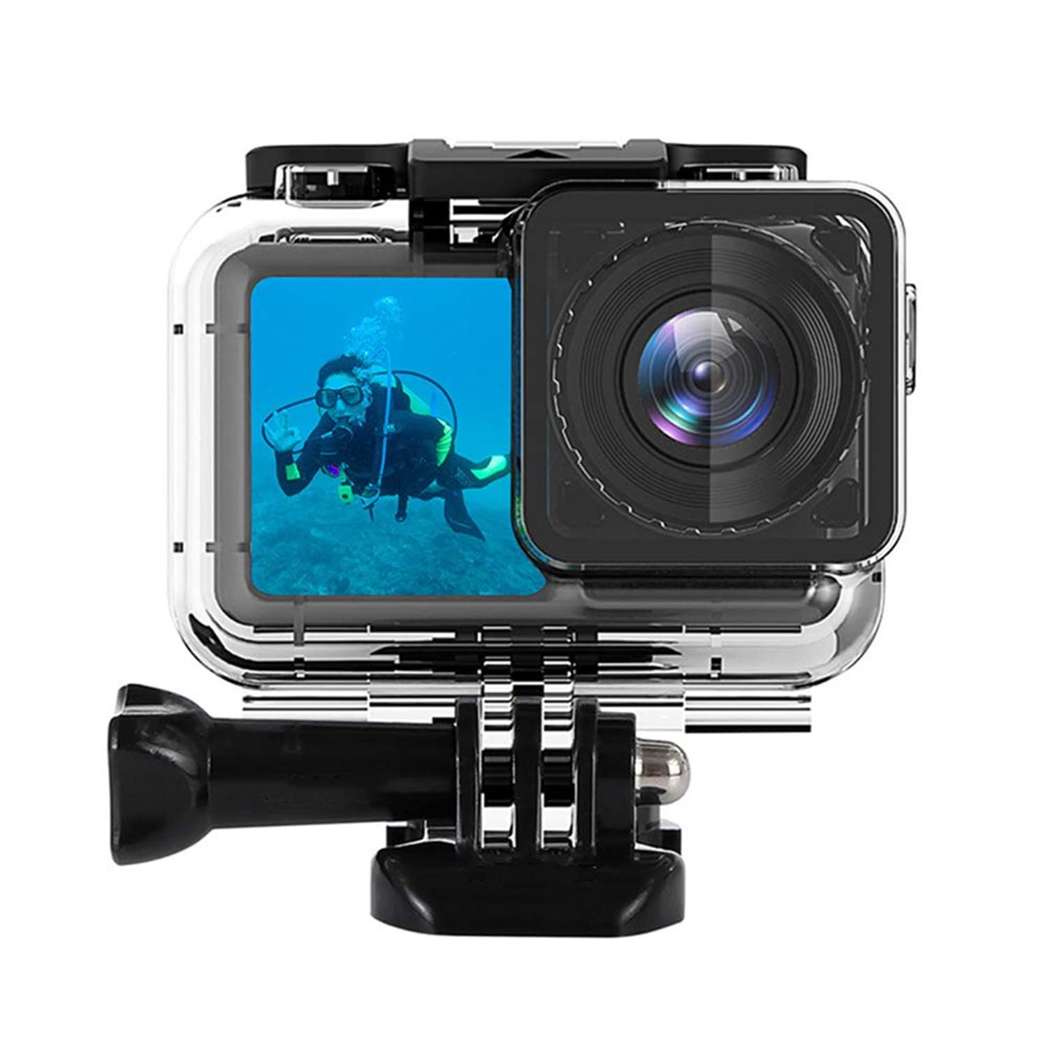 eWINNERTransparent Diving Waterproof Case Protective Cover Shell 200FT/61M Underwater Housing Case Dustproof Shockproof 360° Full Protection Compatible with DJI Osmo Acition Camera