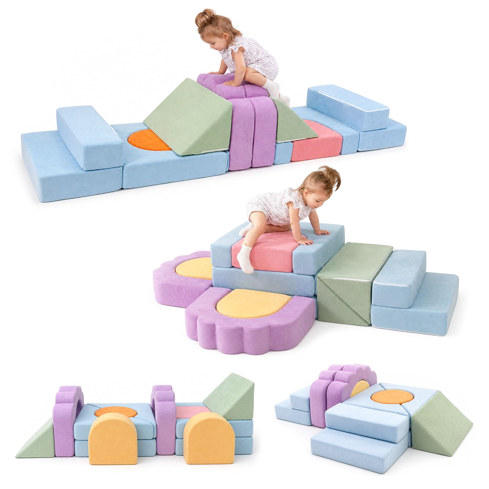 Foam Climbing Toys for Toddlers, 13pcs Soft Play Climbing Blocks