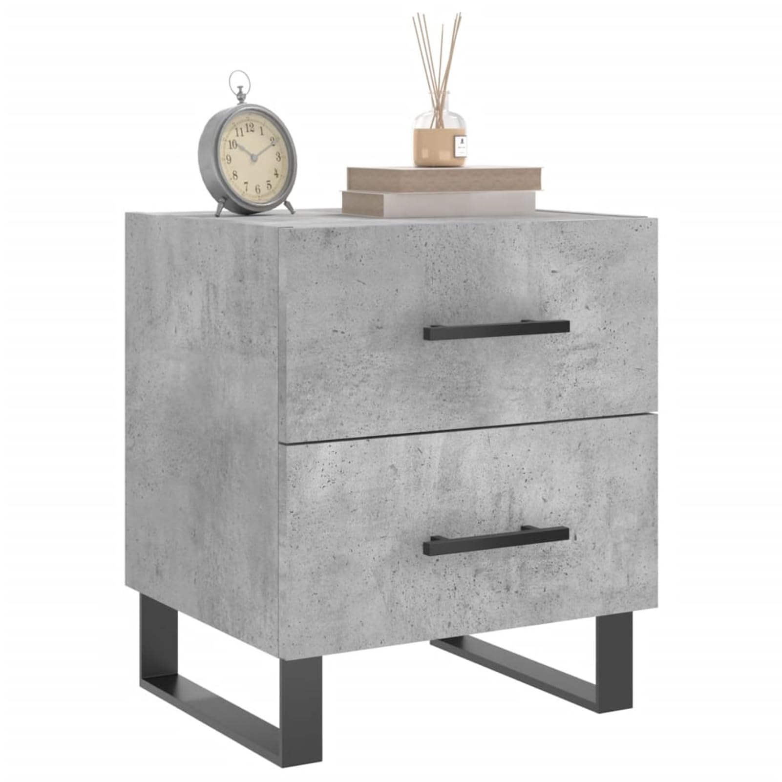 Homgoday Comodino Grigio Cemento 40x35x47,5 cm in Legno Multistrato