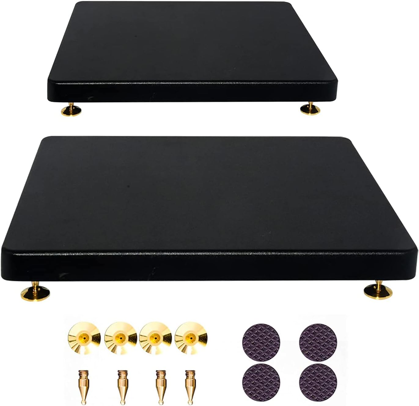 lesolar Subwoofer Speaker Stands 2 Pack 13.8x13.8 inches for Floor Pair Subwoofer Isolation Stand Subwoofer Speaker Base Stand Platform with Fixed Copper Nails Audio Isolation Feet,Black