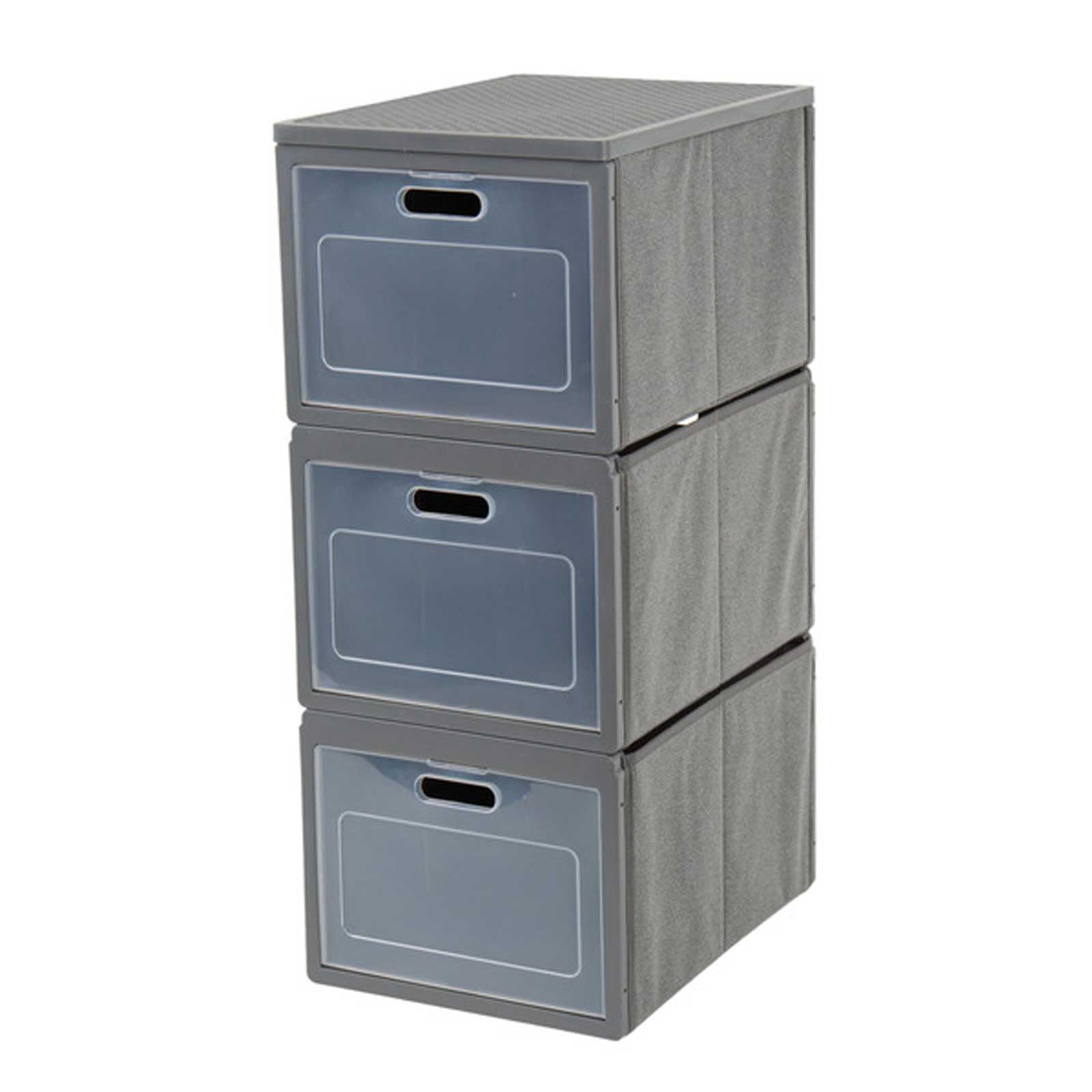 Armario plegable para camping con 3 compartimentos, 30 x 40 x 75 cm, color gris