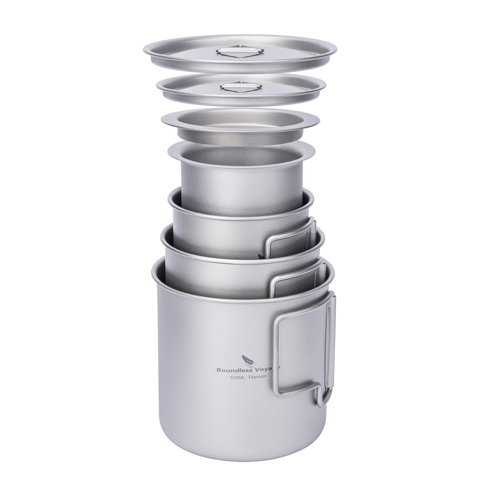 Boundless Voyage Kubek kempingowy tytanowy jednowarstwowy kubek do kawy na herbatę ultralekki podróżny na zewnątrz przenośne naczynia do picia 220 ml 350 ml 500 ml (Ti3060D-3 w 1 zestaw)
