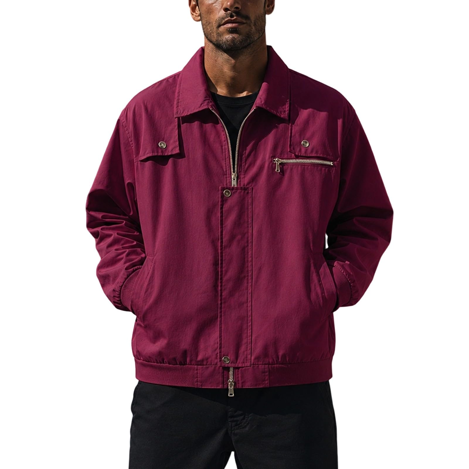 Giacca da lavoro da uomo con risvolto, tinta unita, autunnale, giacca casual, cappotto