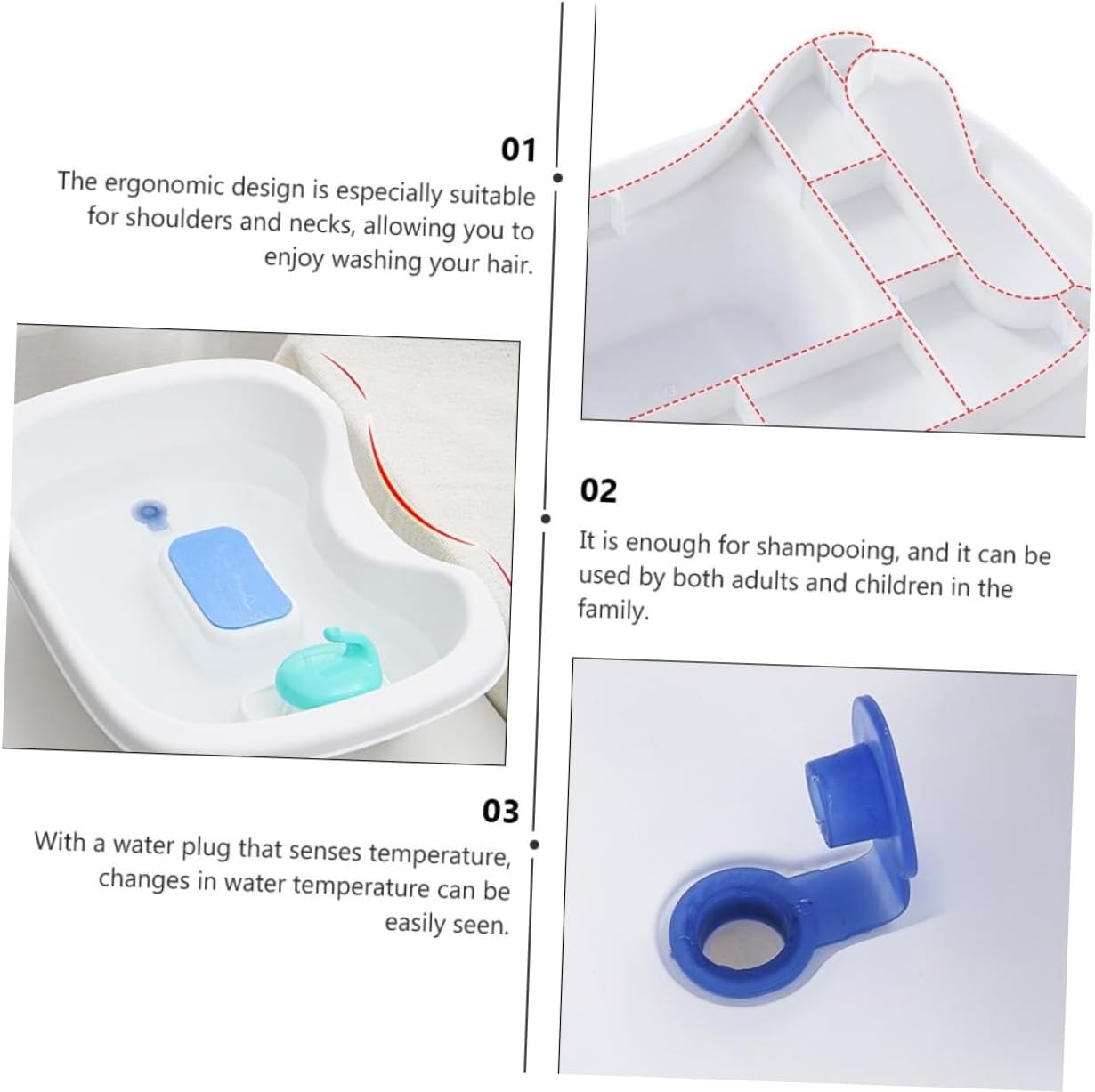 Portable Hair Washing Basin with Temperature-sensing Plug Ergonomic Design for Elderly and Pregnant Women Durable Plastic Shampoo Bowl for Comfortable Hair Wash at Home Salon